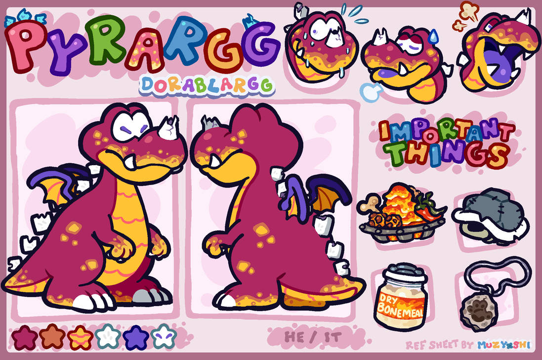 Character Reference Sheet Pyra REFERENCE SHEET: Pyrargg by MuzYoshi on DeviantArt