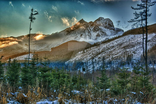 Sunset in mountains