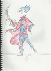 Red Blue character with sword