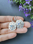 Silver snowflakes earrings with rainbow moonstone by mirraling