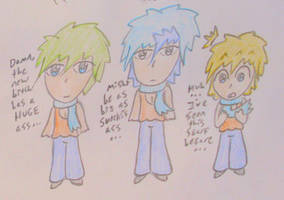 Sen, Heilu, and Soun dressed as Hestia