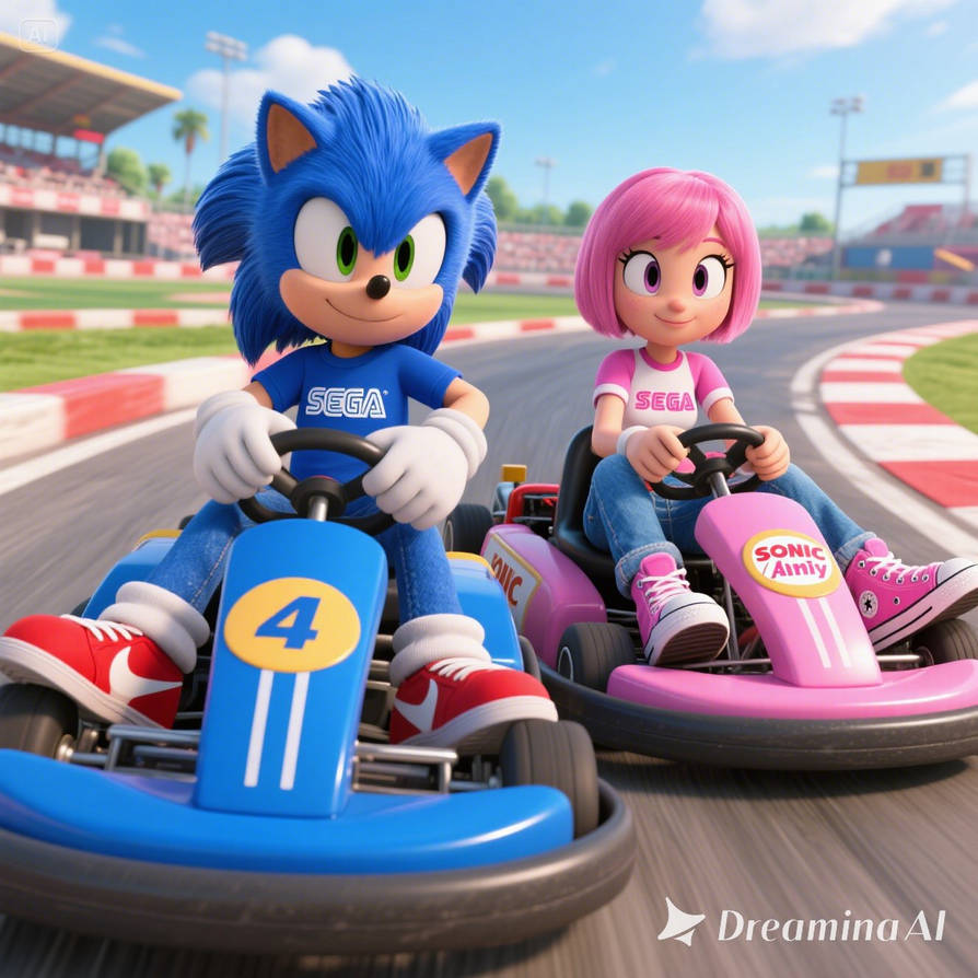Sonic and Amy racing at a go-cart track by JoelFred on DeviantArt
