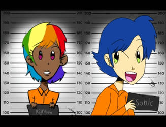 sonic and rainbow dash at jail  by thcool1