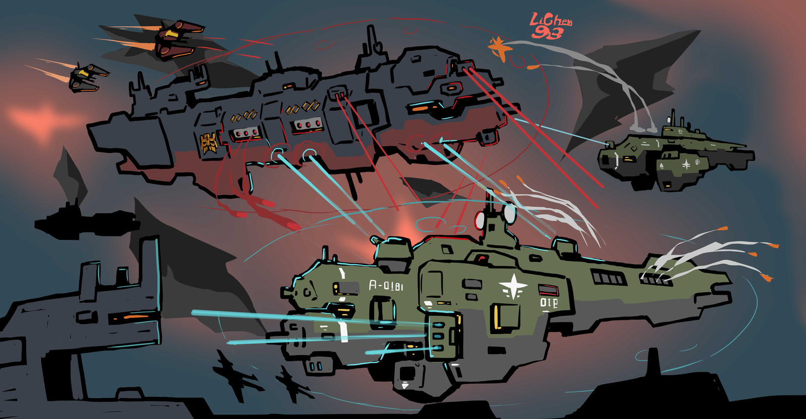 Deviantart Space Fight Space-Battle by Lichen93 on DeviantArt