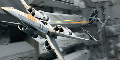 McQuarrie concept X-wing trench run