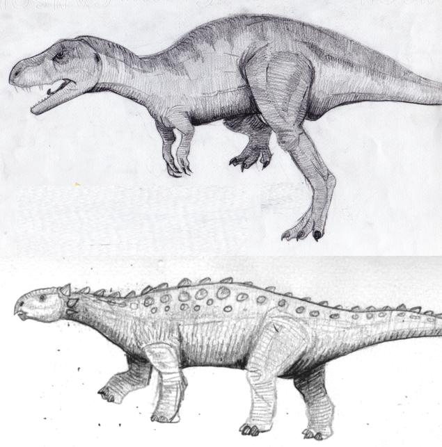 Tyrannosaurus et Scelidosaurus