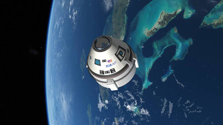 CST-100 Starliner over the Bahamas