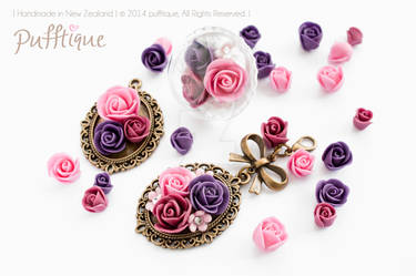 Clay Rose Pendents and Ring