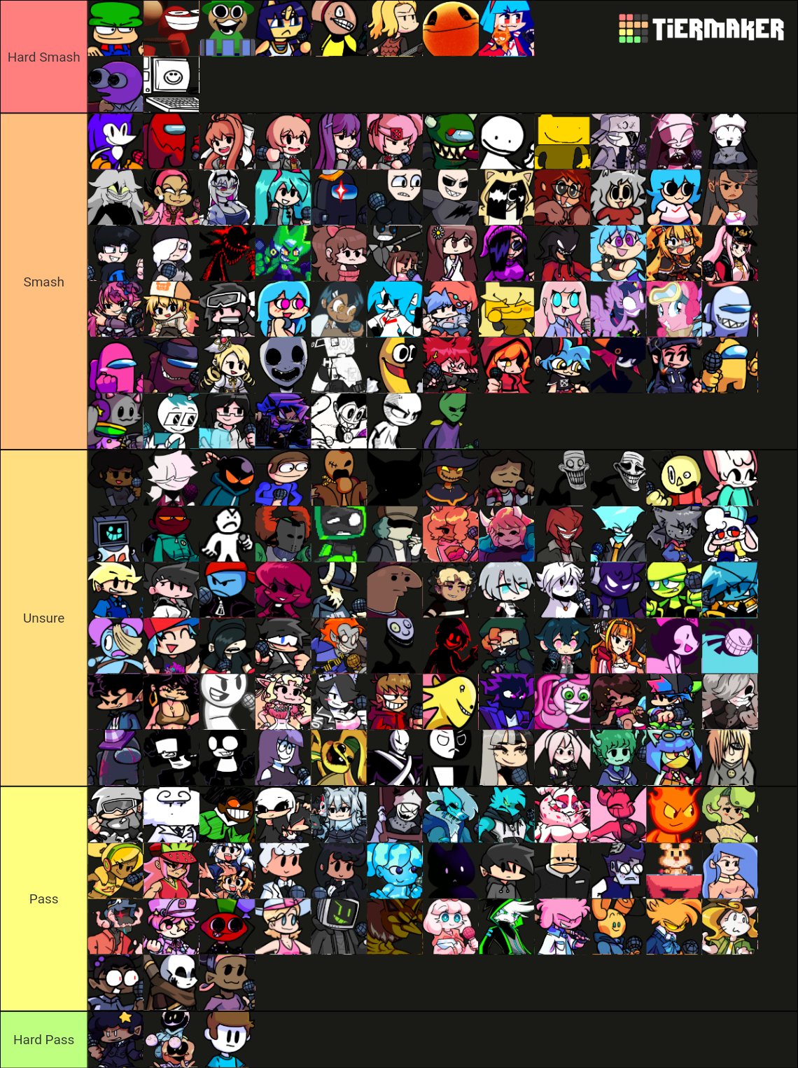 fnf mods smash or pass tierlist because why not lmao