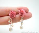 Pink Rose Earrings by SmallCreationsByMel