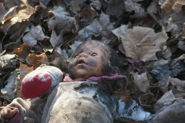 Creepy doll in the woods
