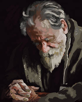 old man praying - study