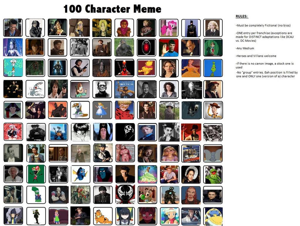 100 Characters by The-Doctor-W on DeviantArt