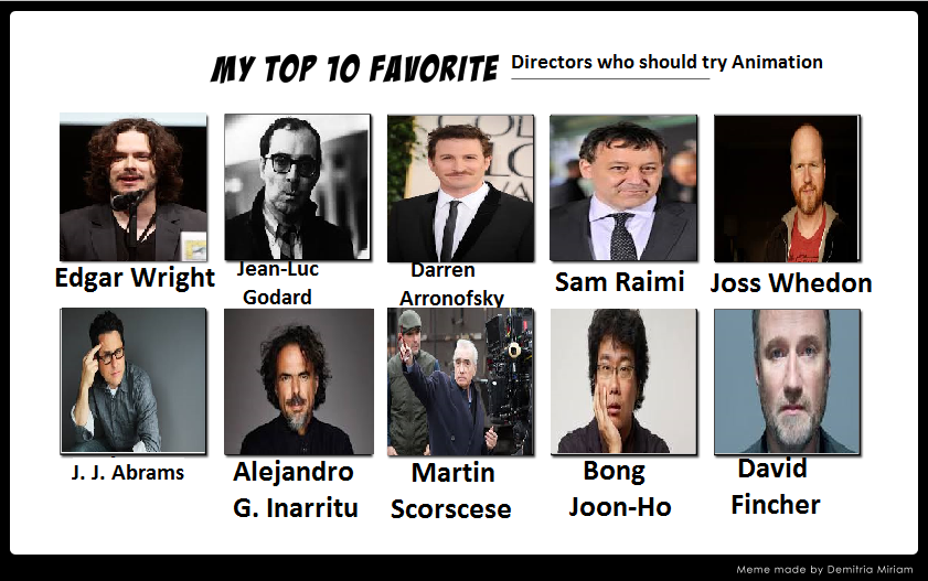 Top 10 Directors who Should make an Animated Film by The-Doctor-W on DeviantArt Top 10 Directors who Should make an Animated Film by The-Doctor-W on DeviantArt