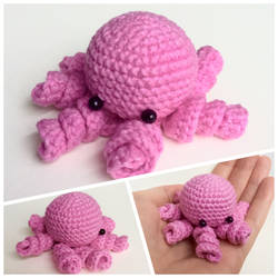 Crocheted pink octopus