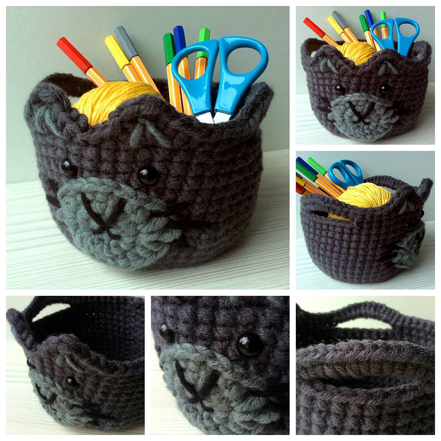 Crocheted cat basket