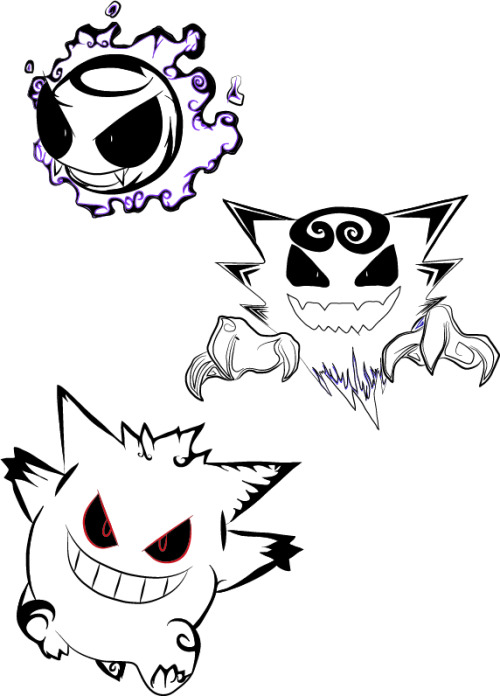 Pokemon Fantasma (gengar, haunter, gastly) by yowamaba on DeviantArt