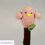 Crochet Soft Pink Bird with Yellow Beak Rattle