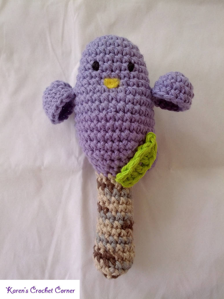 Cotton Purple Bird Rattle by karenscrochetcorner on DeviantArt