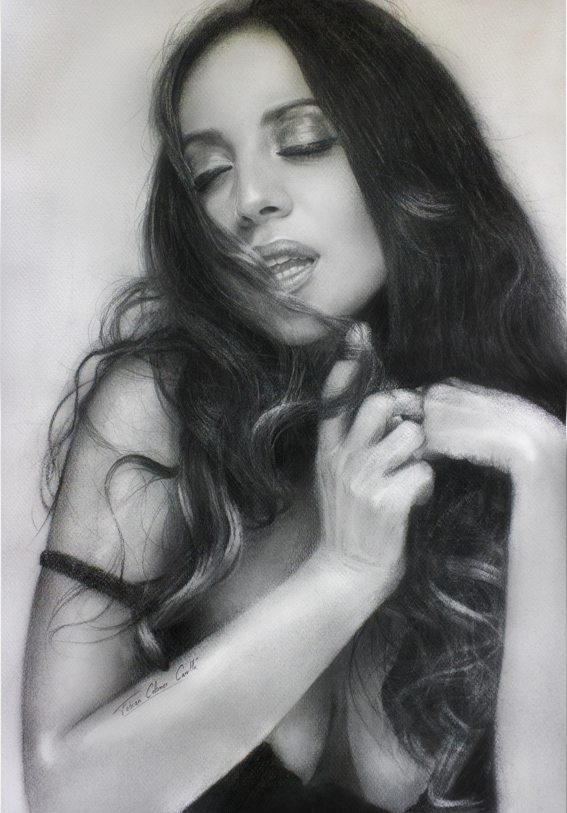 Hand-drawn Portrait of a singer - Monica Naranjo