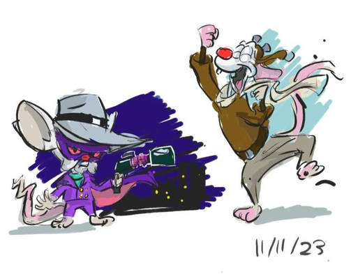 Darkwing Duck/Pinky and the Brain crossover art.