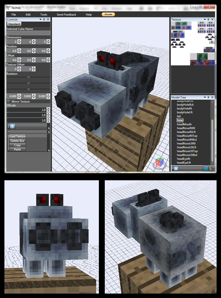 Minecraft Dark Glass Hippopotas Mob model