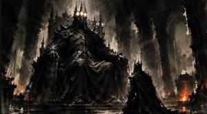 Sauron kneels before his master Morgoth
