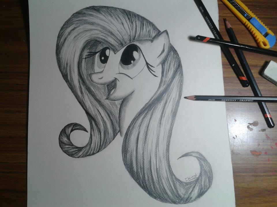 Fluttershy on pencils