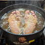 After soles are thawed, stew them in a pot.