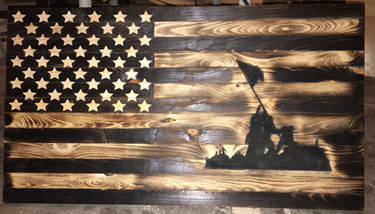 Rustic wood American flag