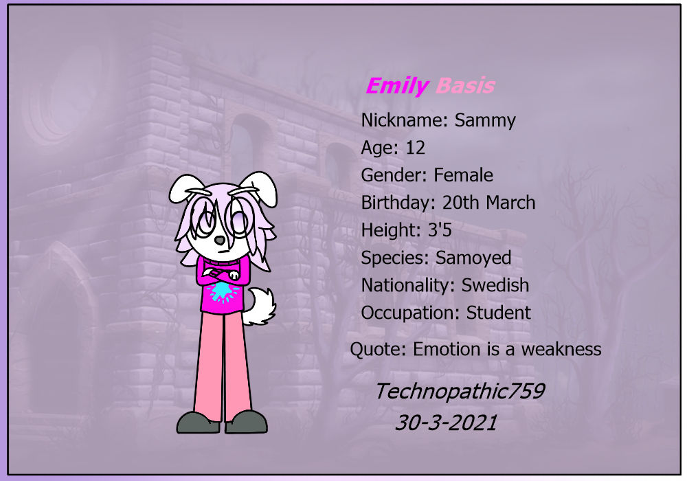 Emily Basis Character card(new) -- Emily Basis by Technopathic759 on DeviantArt