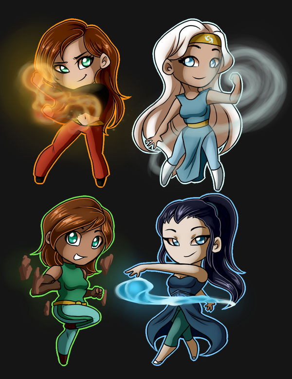 Chibi: Elemental Sisters by AnnJoanne on DeviantArt