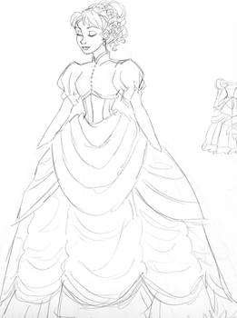 Frozen Anna Wedding Sketch 2
