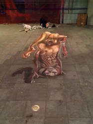 Anamorphic Chalk Painting for Halloween Party