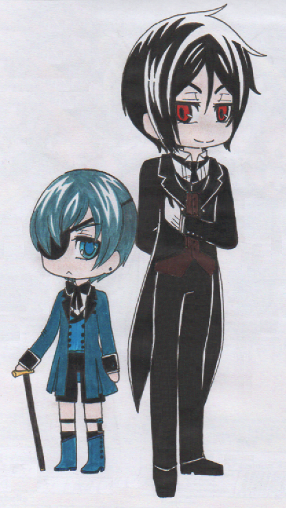 Chibi Ciel and Sebastian