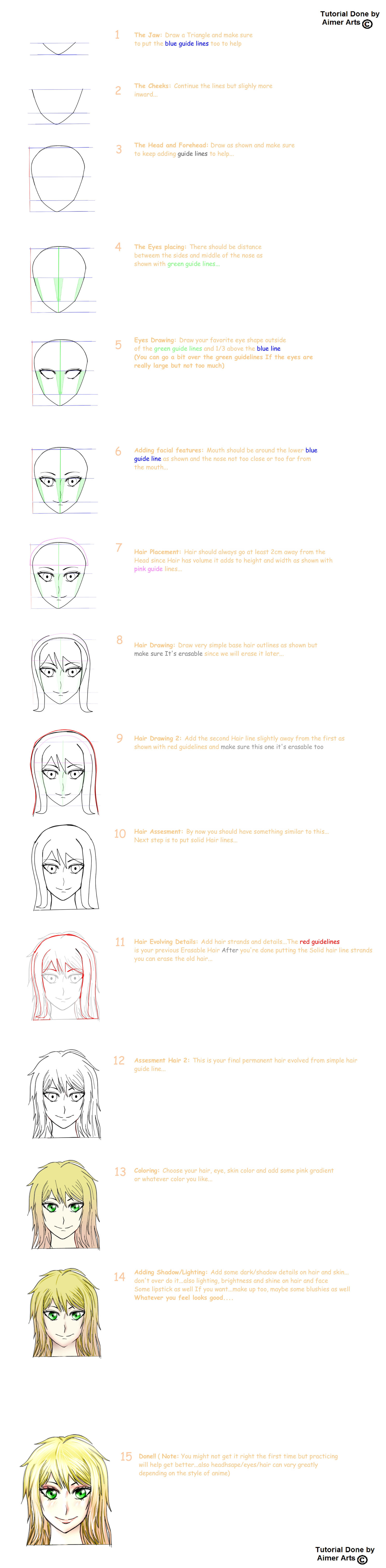 Tutorial Anime Front view Drawing Easy Guide by AimerArts on DeviantArt