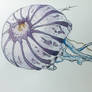 Purple Striped Jellyfish Watercolor