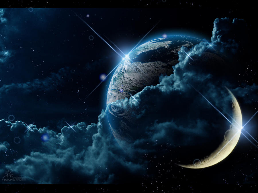 Earth and Moon Wallpaper by Loulines on DeviantArt