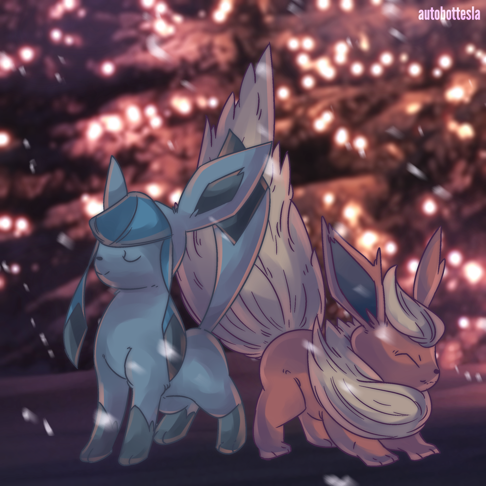 Glacia | Glaceon and Booster | Flareon Commission