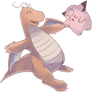 Dragonite and Clefairy Commission