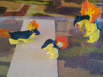 Plasticine Pokemon: Cyndaquil, Quilava, Typhlosion