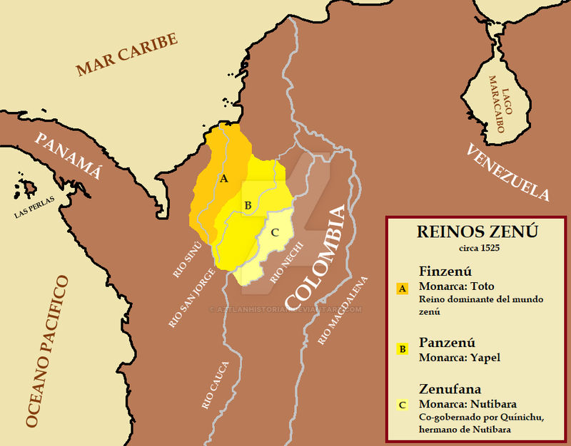 Zenu domains (ca. 1525) - Spanish by AztlanHistorian on DeviantArt