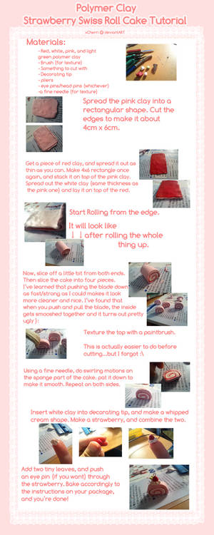 Tutorial: Polymer clay strawberry swiss roll