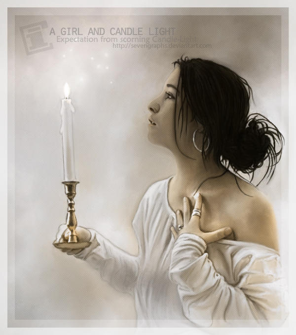 a girl and candle-light