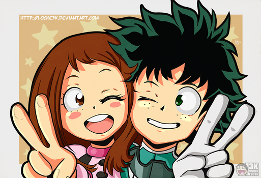 Ochako Uraraka and Izuku Midoriya.