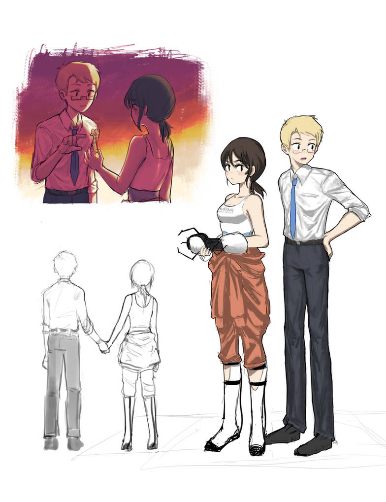 Portal 2 Wheatley Chell by shrimpring on DeviantArt