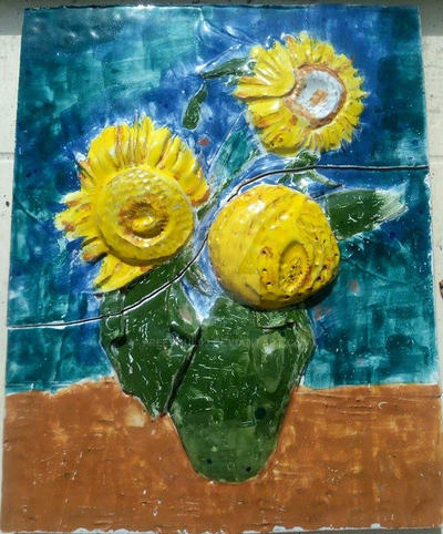 Ceramic basrelief inspired to Van Gogh