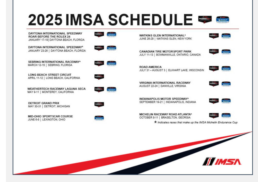 Imsa 2025 Schedule Released