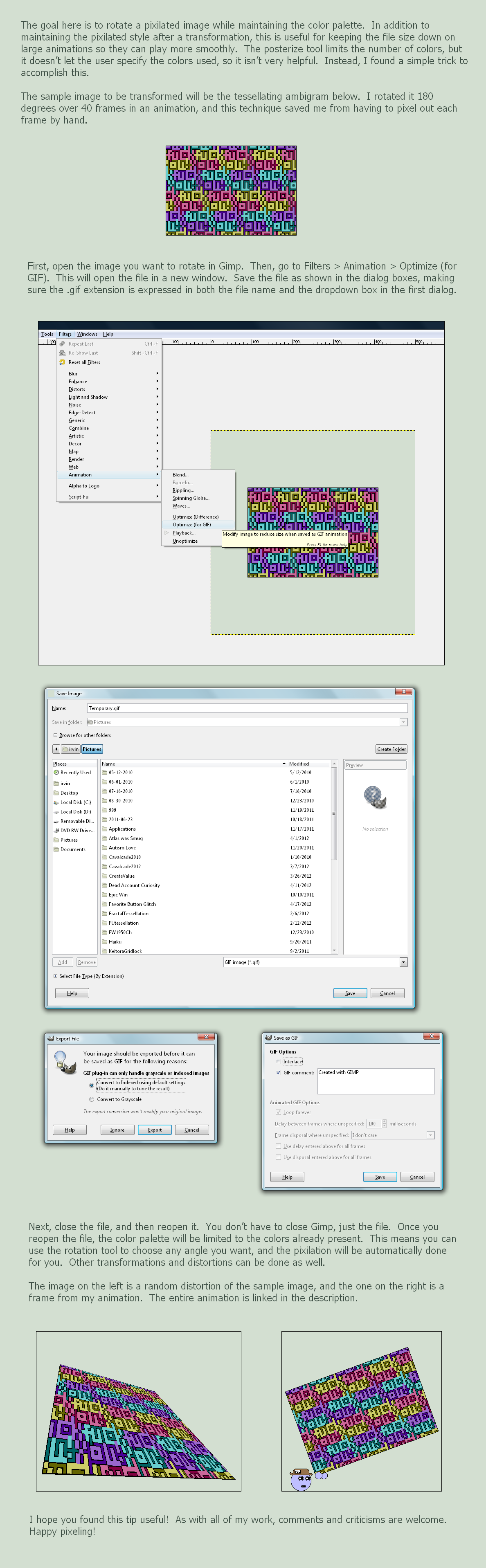 How to rotate pixel images in Gimp by BatmanWithBunnyEars on DeviantArt