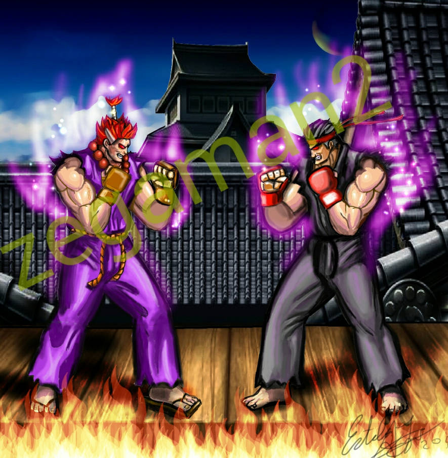 Akuma Ryu Rivalry ryu vs akuma by zegaman2 on DeviantArt